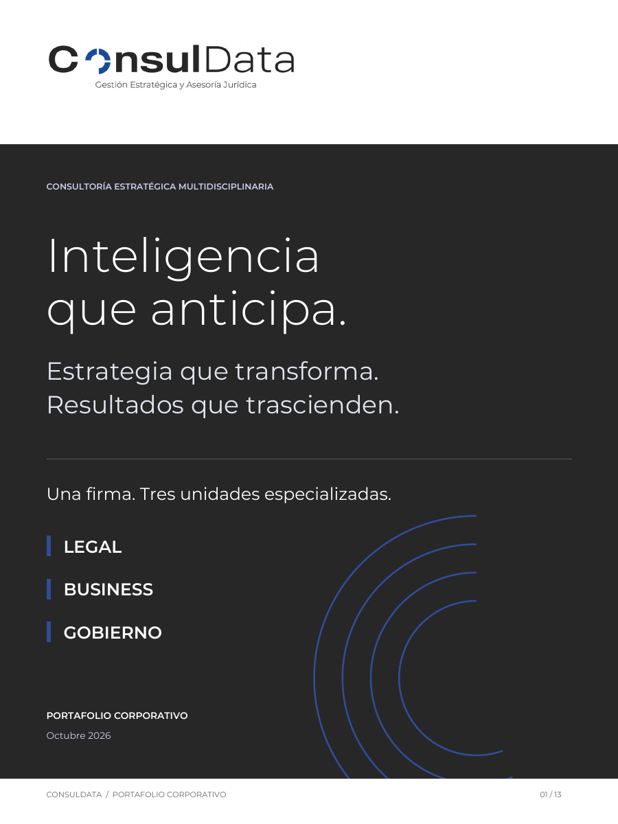 Portada del portafolio corporativo CONSULDATA